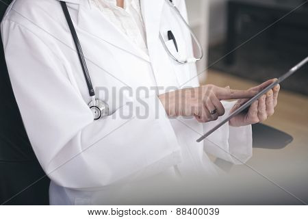 Close Up Medical Doctor Using Tablet Computer