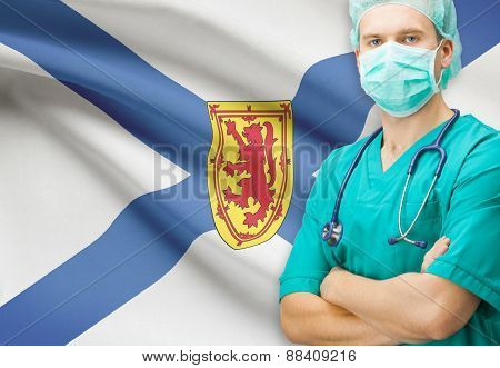 Surgeon With Canadian Privinces Flag On Background Series - Nova Scotia