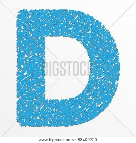 Vector multi color alphabet with grain texture, letter D