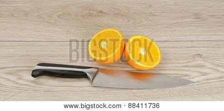 Orange With Knife