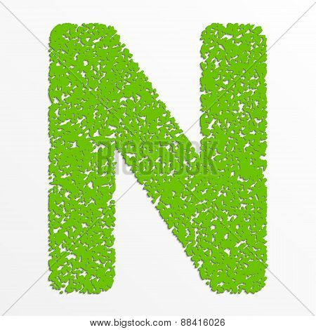 Vector multi color alphabet with grain texture, letter N