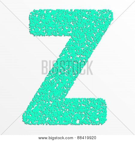 Vector multi color alphabet with grain texture, letter z