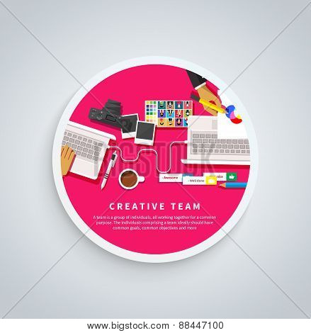 Creative Team. Young Team Working at Desk