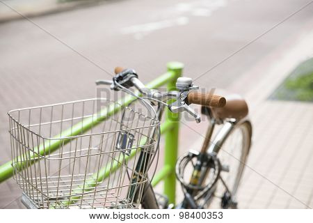 Bicycle parking beside streer in Tokyo, Japan