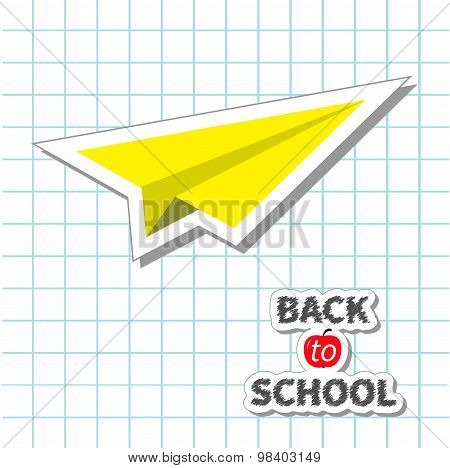 Origami Yellow Paper Plane Handdrawn Doodle Paper Sheet Background Exercise Book Back To School Flat