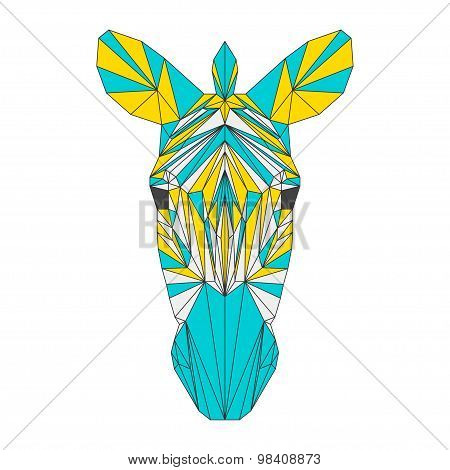 Abstract Zebra Isolated On White Background. Polygonal Triangle Geometric Illustration