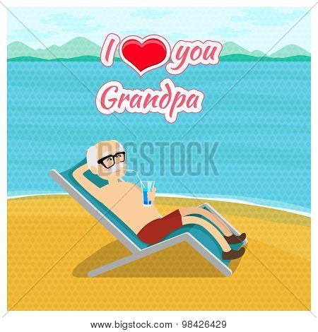 Happy grandparents day vector poster concept. I love you grandpa post card