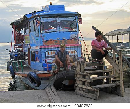 ferry dock in Parapat,the north Sumatra
