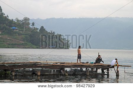 ferry dock in Parapat,the north Sumatra