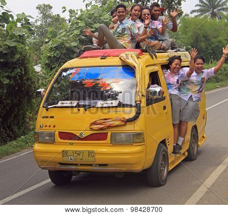 crazy indonesian students are going to celebrate the finishing of school