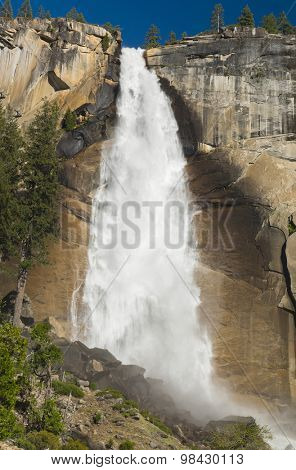 Beautiful Nevada Falls is located on Merced river. Yosemite National Park, California, USA