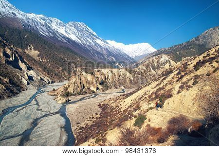 Himalayas Mountains And Marsyangdi River