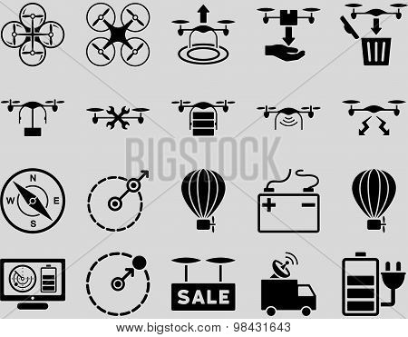 Air drone and quadcopter tool icons