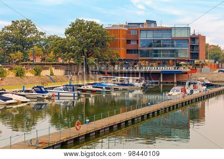 yachts in harbour of Wroclaw