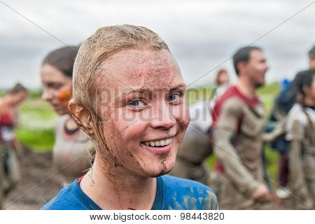 Happy Dirty Girl In Extrime Racing Process