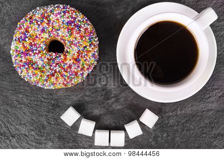 Humorous Donut And Coffee Cup