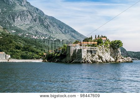 Island-hotel Of Sveti Stefan In Montenegro On A  Summer Day