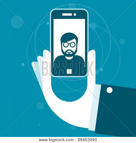 Taking a photo with smartphone - selfie
