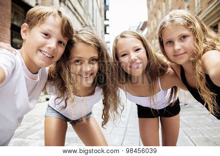 Group of child in urban street