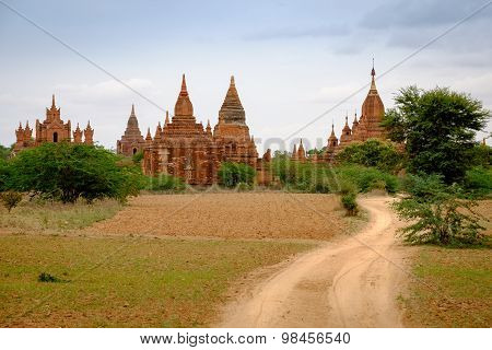 Landscape View Of Ancient Temples In Old Bagan, Myanmar