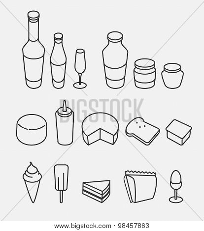 Food thin line icon set.