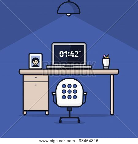 Abstract work place on blue background