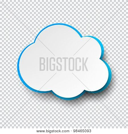 Vector illustration of blank paper cloud speech bubble with shadow. Eps10.