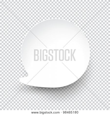 Vector illustration of white paper round speech bubble with shadow. Eps10.