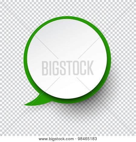 Vector illustration of white paper round speech bubble with shadow. Eps10.