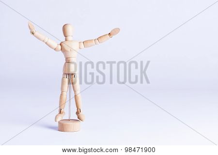 Wooden Mannekin On White Background