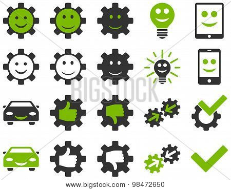 Tools and Smile Gears Icons