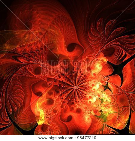 Abstract Red Flower Computer-generated Image