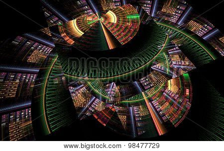 Abstract Fractal Computer-generated Tech Background