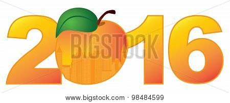 2016 Atlanta Georgia With Peach Color Vector Illustration
