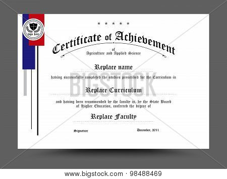 Certificate Of Archievement Template Design. Vector Illustration