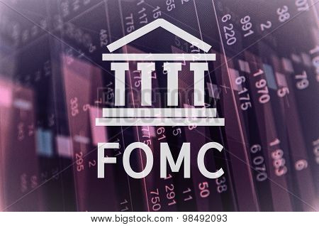 Building icon with inscription FOMC