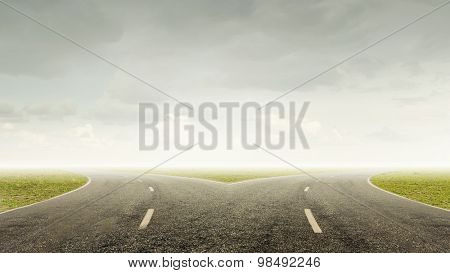 Concept of choice with crossroads spliting in two ways