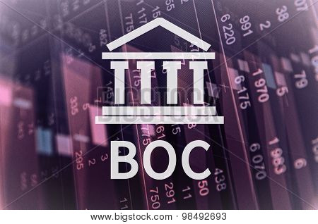 Building icon with inscription Boc