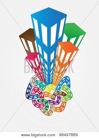 Abstract Colored Buildings Entangled In A Tangle