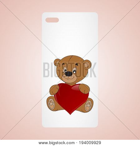 Vector phone icon with hearts in trendy flat style