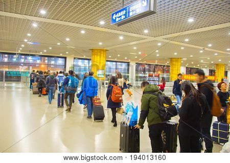 Queue For Shanghai Maglev Train