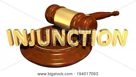 Injunction Law Concept 3D Illustration