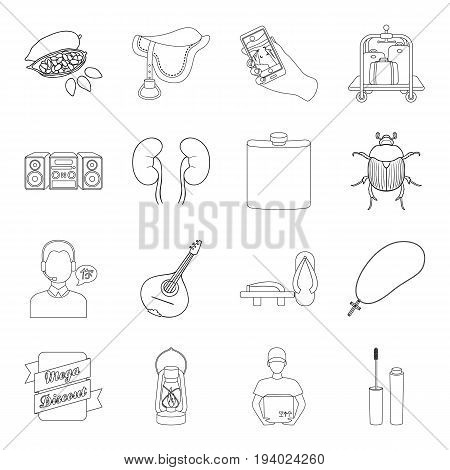 cosmetics, medicine, hunting and other  icon in outline style.music, racecourse, cooking icons in set collection.
