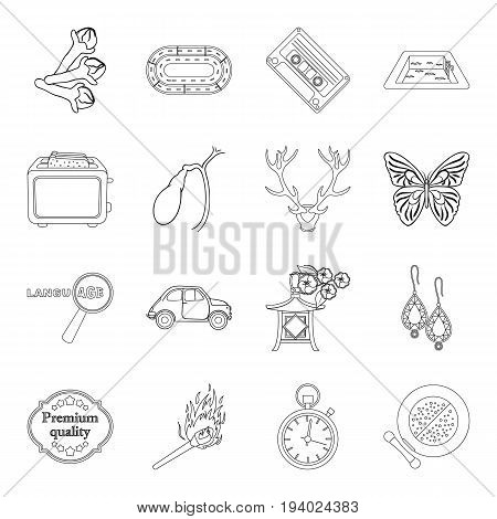 cosmetics, travel, cooking and other  icon in outline style.sport, hunting, lighting icons in set collection.