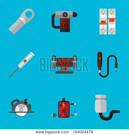 Set Of 9 Editable Electrical Icons. Includes Symbols Such As Breaker, Isolator, Turn-Screw And More. Can Be Used For Web, Mobile, UI And Infographic Design.