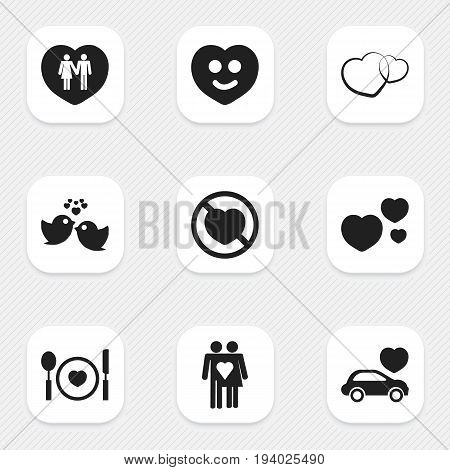 Set Of 9 Editable Passion Icons. Includes Symbols Such As Romance, Car, Happy And More. Can Be Used For Web, Mobile, UI And Infographic Design.