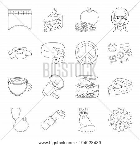 spines, medicine, sports and other  icon in outline style.animal, sewing, fan, service icons in set collection.