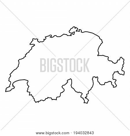 Switzerland map of black contour curves of vector illustration