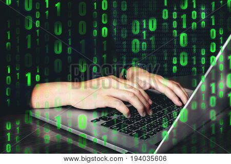 Hacker Using Keyboard Typing Bad Data Into Computer Online System And Spreading To Global Stolen Per