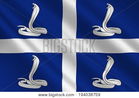 Flag of Martinique is an insular region of France located in the Lesser Antilles in the eastern Caribbean Sea. 3d illustration